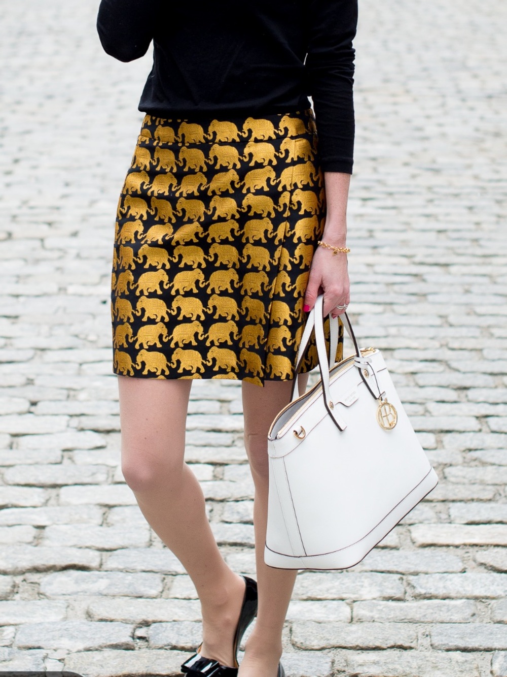 J.Crew Elephant Parade Black And Gold Metallic Jacquard Mini Skirt Size 00